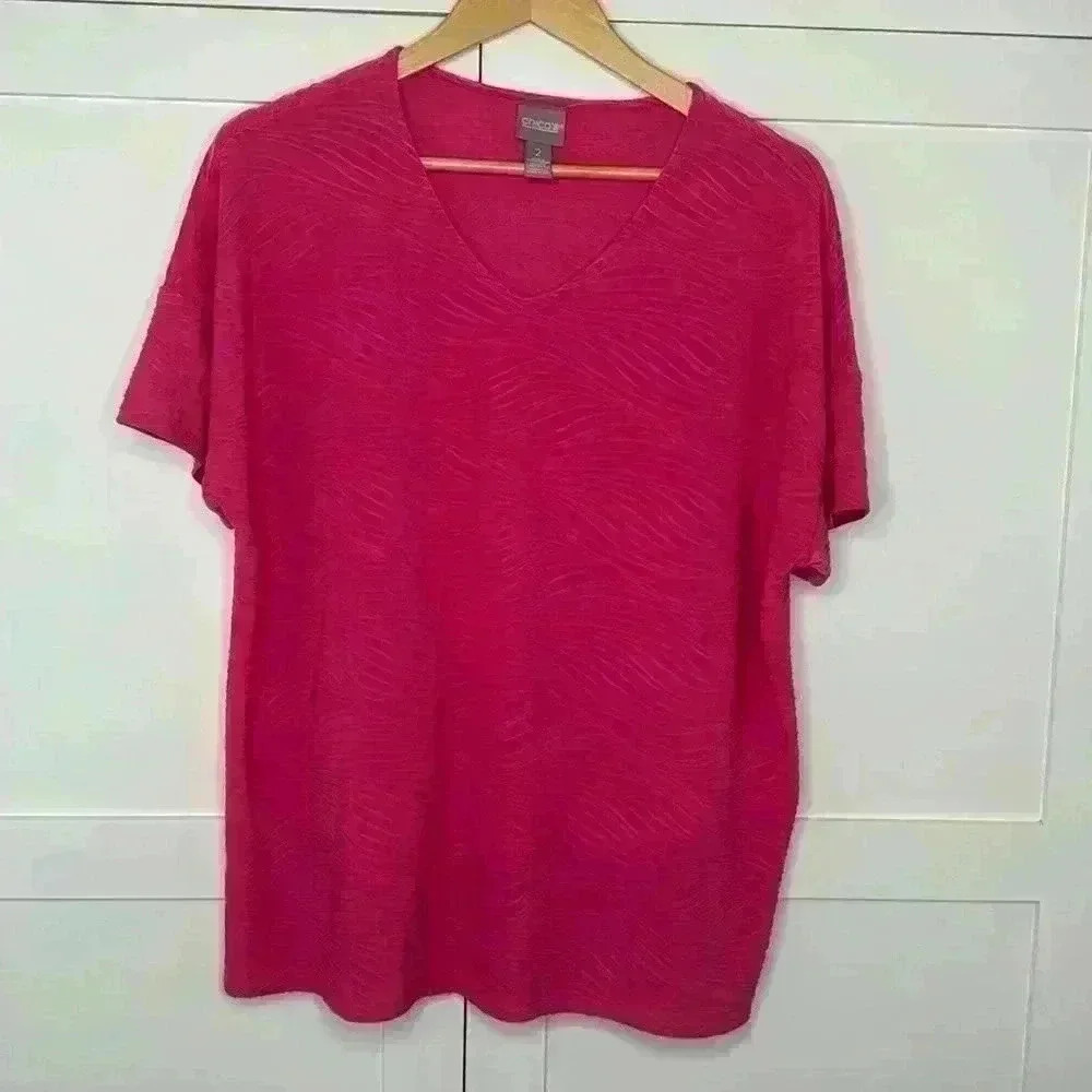 Chico’s Women Fuchsia Top V-Neck size 2